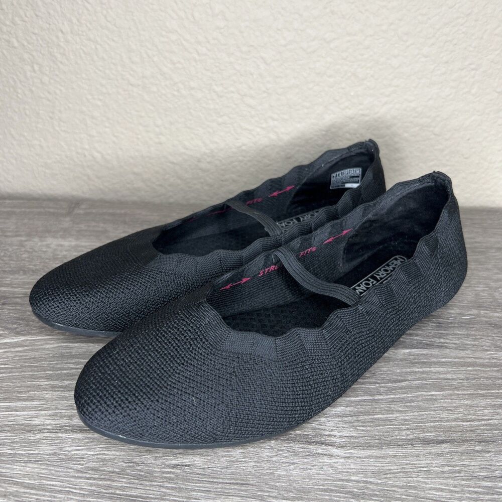 SKETCHERS Air-Cooled Memory Foam Slip On Mary Jane Shoes Women's 7 BLACK